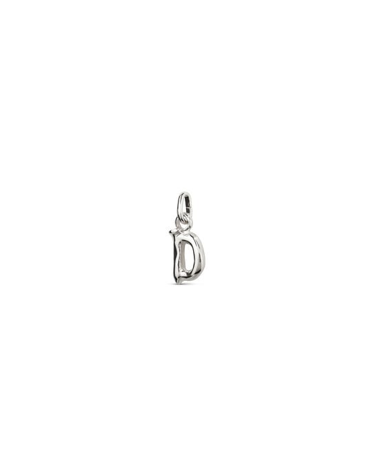 Small D initial charm, Silver, large